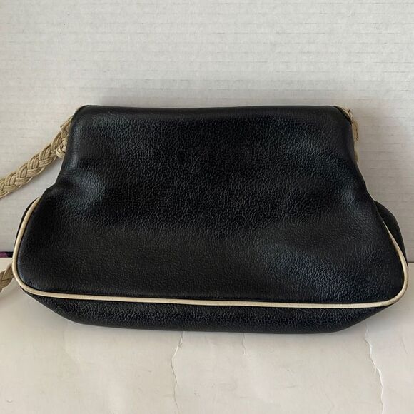 RARE!! Christine deGennaro Vintage Leather Black & Beige embroidered purse - Picture 5 of 7
